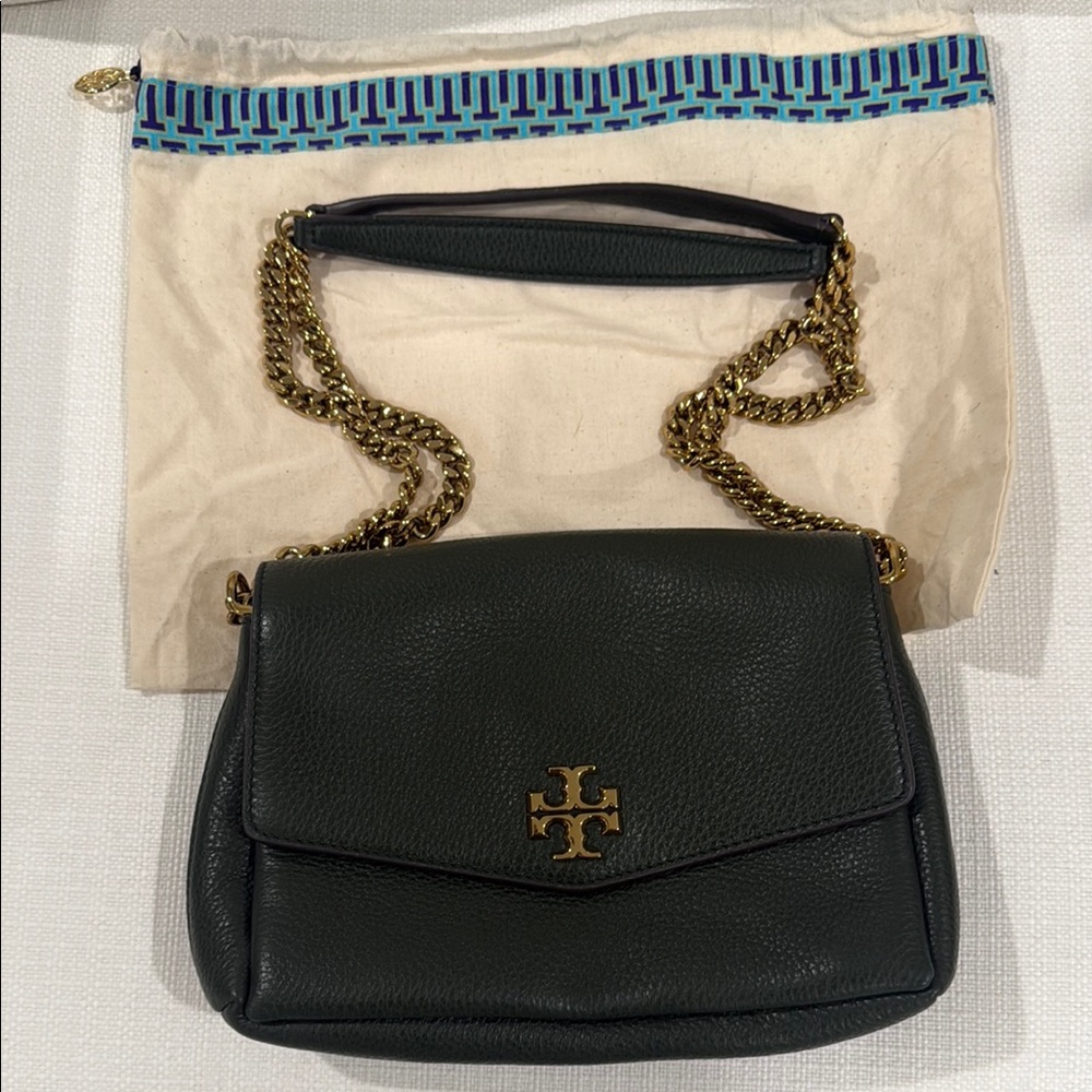 Tory Burch Olive Green Leather Shoulder/Crossbody Bag with Dust Bag